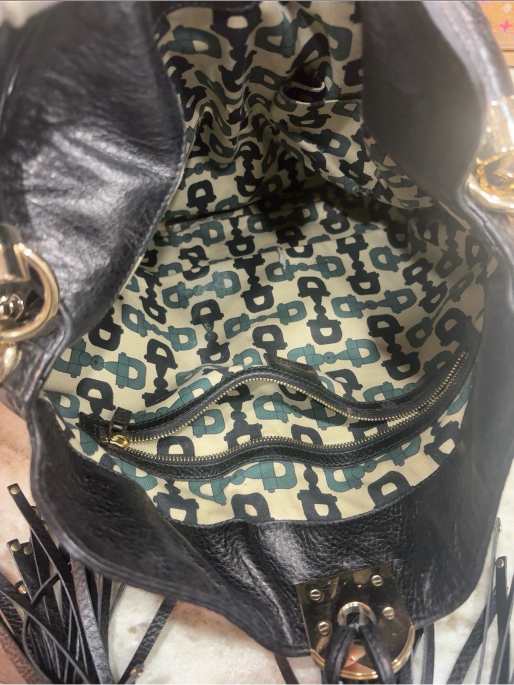 Vintage Gucci Black Leather Tassel Hobo Shoulder Bag - Picture 2 of 2